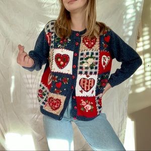 Vintage Grandma Heart Cardigan